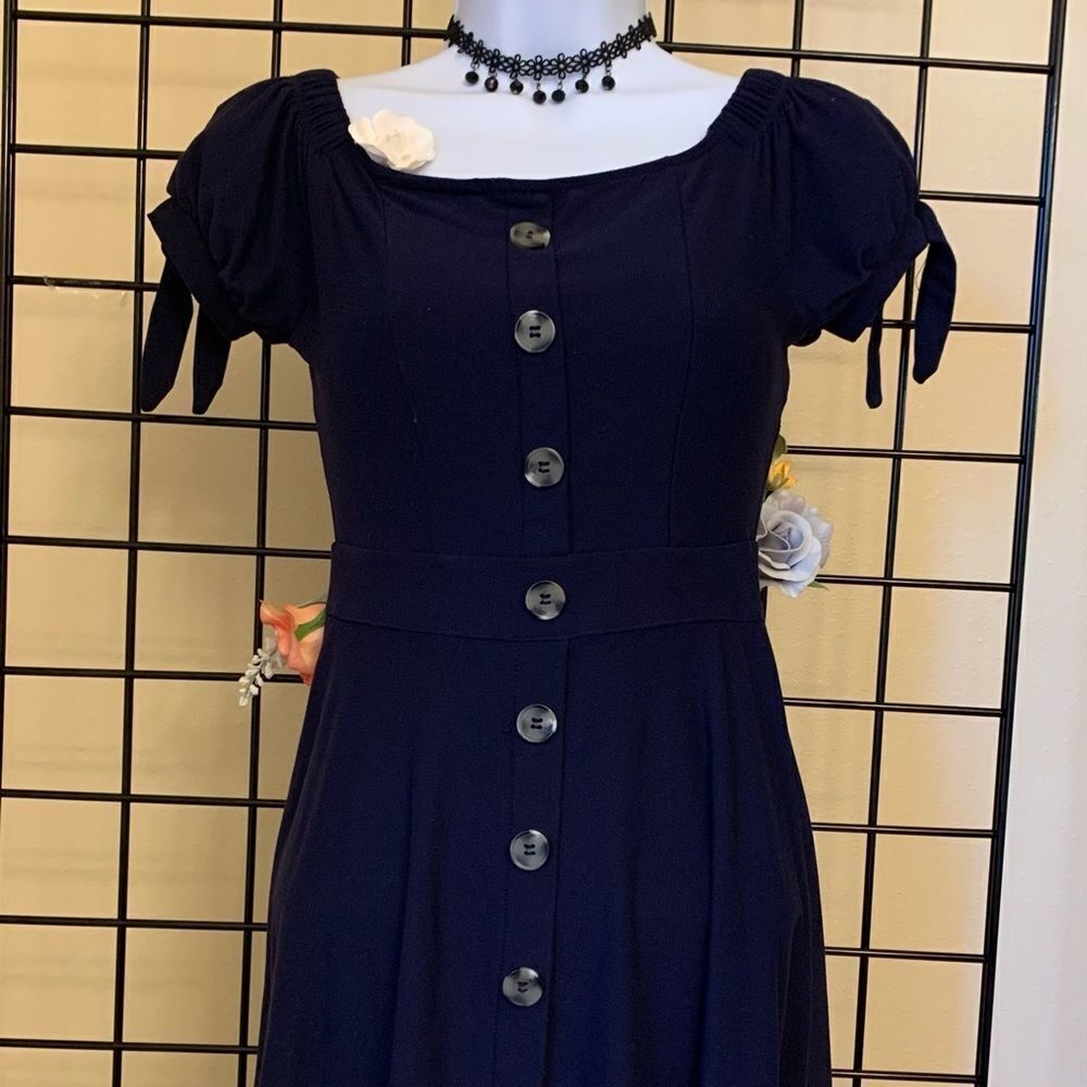 Girls Derek Heart Off-The-Shoulder Knit Dress Navy